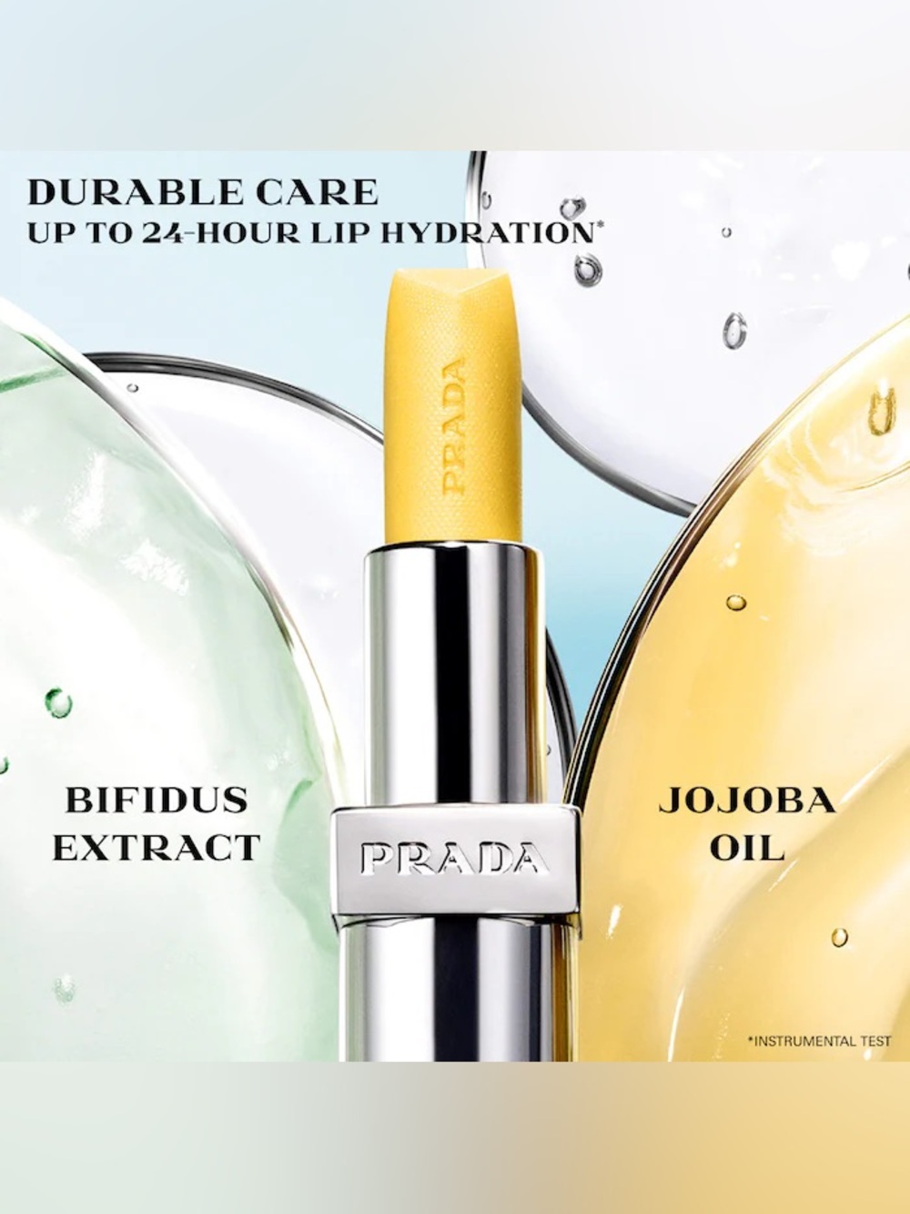 Prada Moisturizing Lip Balm in Sparkling Yellow with gentle banana flavor 1.3gms